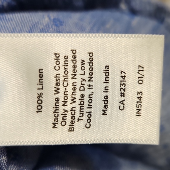 Talbots Women's Blue Chambray 100% Linen Button Down Tie Front Top Size SP - Picture 14 of 14